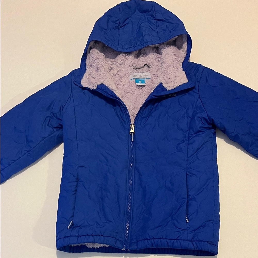 Columbia Purple and Blue Jacket with Faux Fur